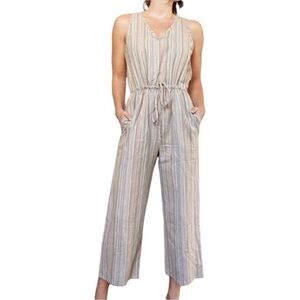 DREW Striped Linen Blend Sleeveless Jumpsuit NWT